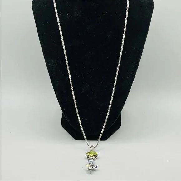 BARBARA BIXBY Sterling Silver with 18k Gold Leaves and Multi-stone Key Pendant - Picture 3 of 14